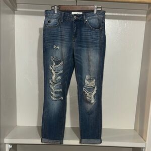 KanCan Distressed Ankle Jeans - Dark Blue